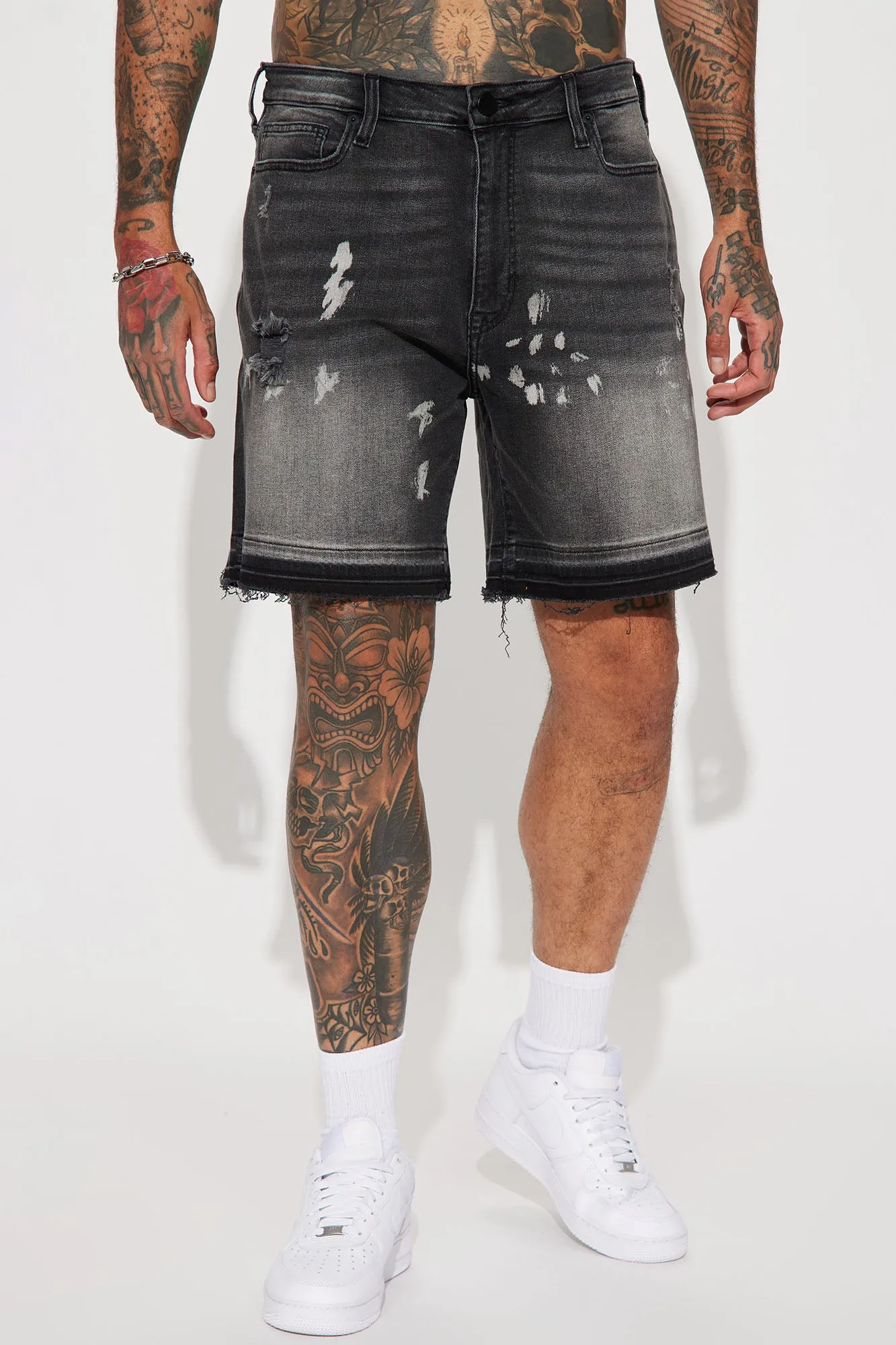 Alley Way Relaxed Denim Shorts - Black Wash