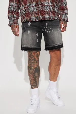 Alley Way Relaxed Denim Shorts - Black Wash