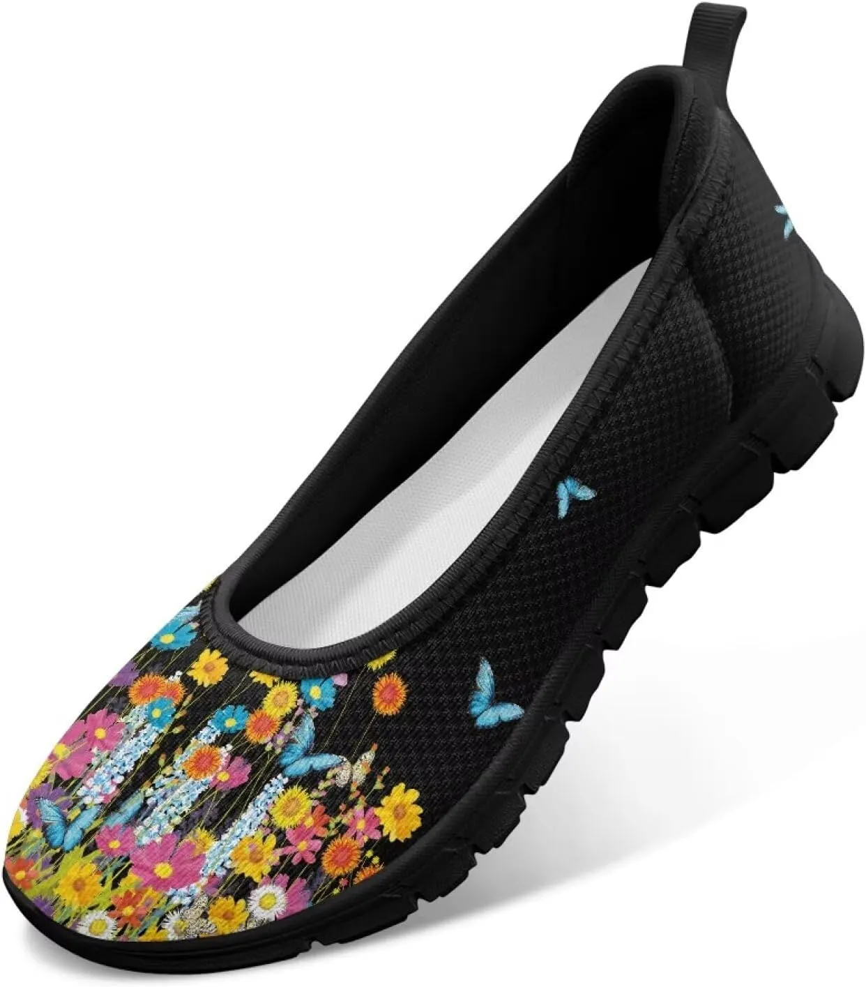 Art Painted Travel Shoes for Women Slip On Flat Casual Mesh Flying Dress Loafers Lightweight Comfort Fashion Sneaker for Ladies US Size 6-11