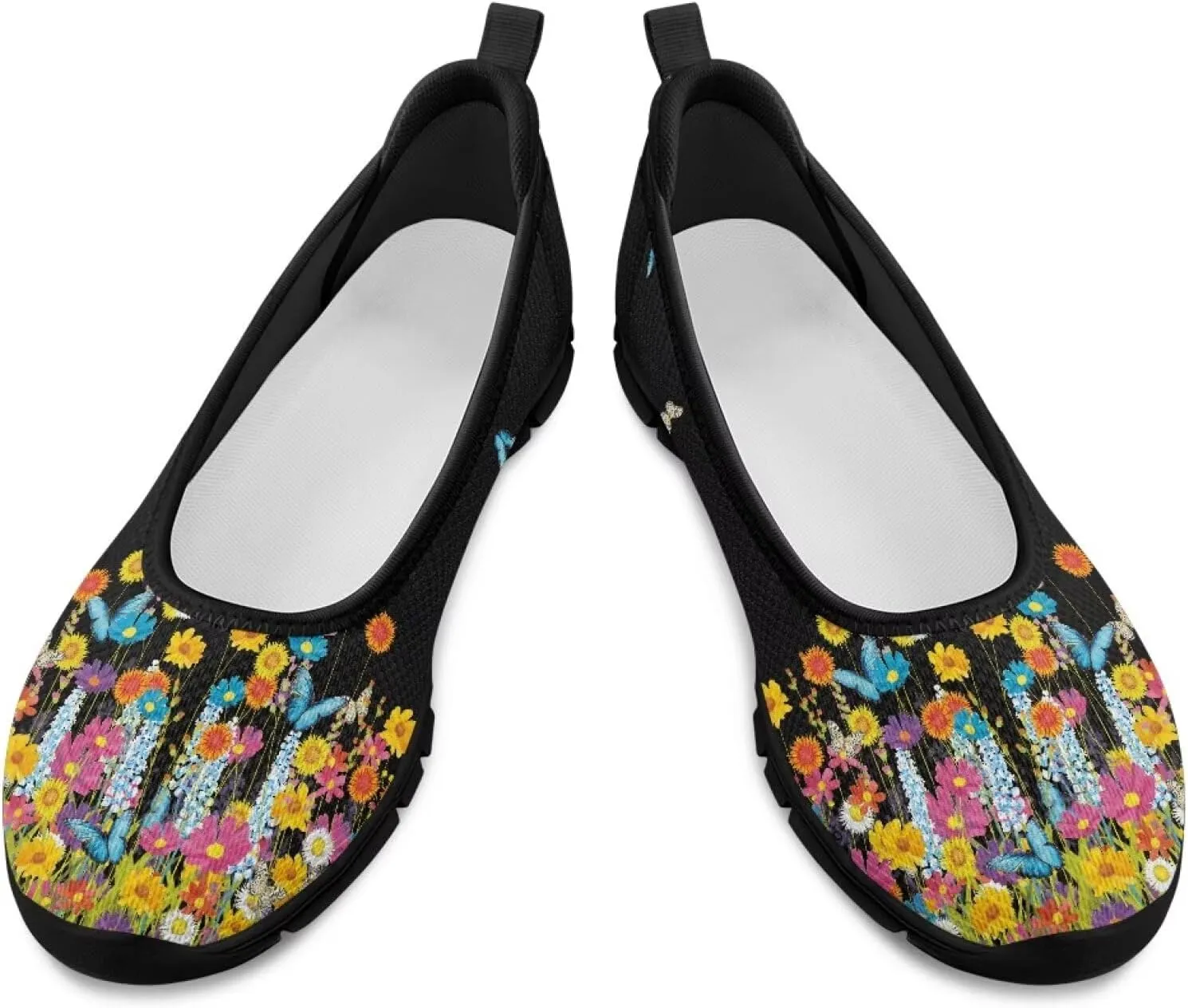 Art Painted Travel Shoes for Women Slip On Flat Casual Mesh Flying Dress Loafers Lightweight Comfort Fashion Sneaker for Ladies US Size 6-11