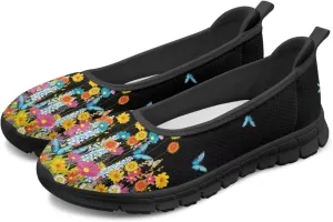 Art Painted Travel Shoes for Women Slip On Flat Casual Mesh Flying Dress Loafers Lightweight Comfort Fashion Sneaker for Ladies US Size 6-11