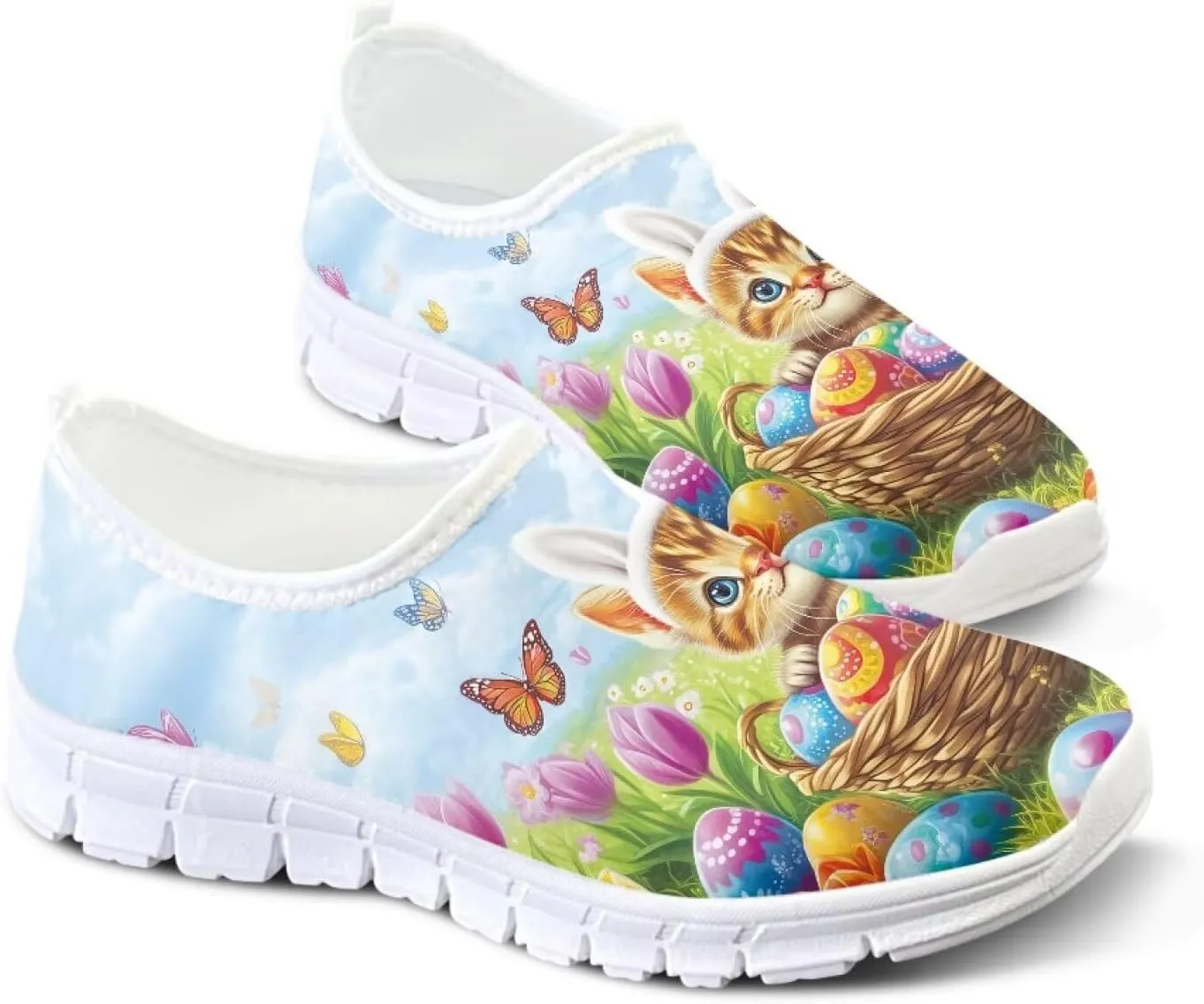 Art Painted Travel Shoes for Women Slip On Flat Casual Mesh Loafers Lightweight Comfort Fashion Sneaker for Ladies Festival Series US Size 5.5-11.5
