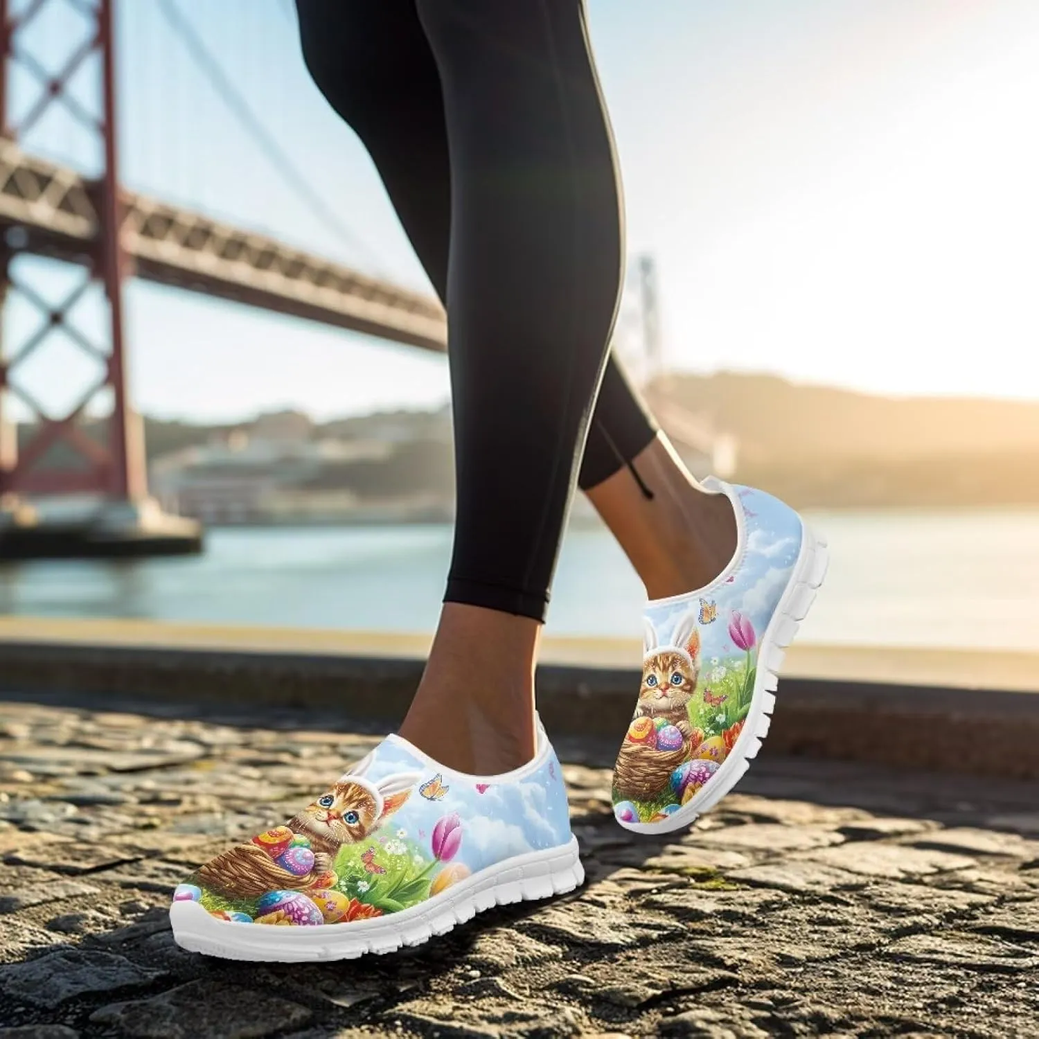 Art Painted Travel Shoes for Women Slip On Flat Casual Mesh Loafers Lightweight Comfort Fashion Sneaker for Ladies Festival Series US Size 5.5-11.5