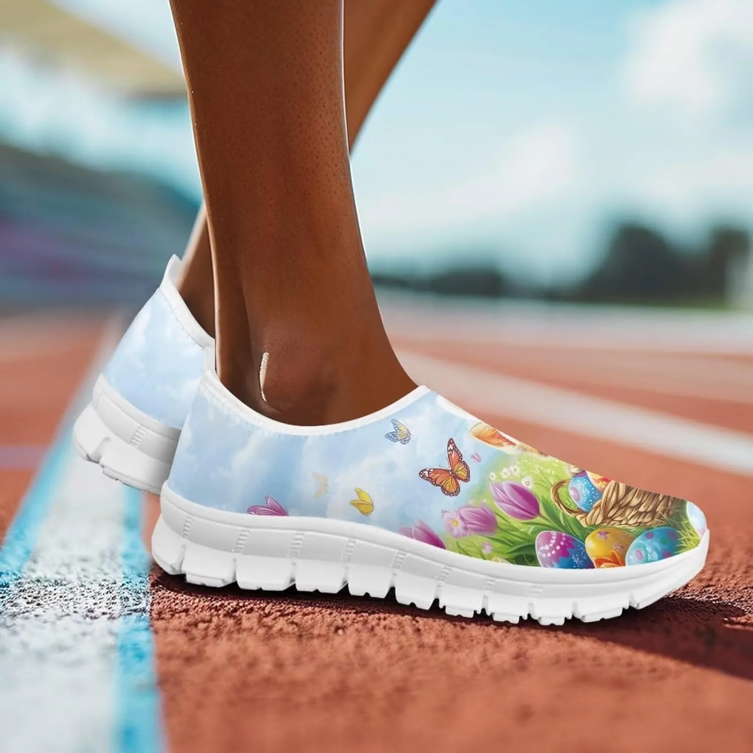 Art Painted Travel Shoes for Women Slip On Flat Casual Mesh Loafers Lightweight Comfort Fashion Sneaker for Ladies Festival Series US Size 5.5-11.5