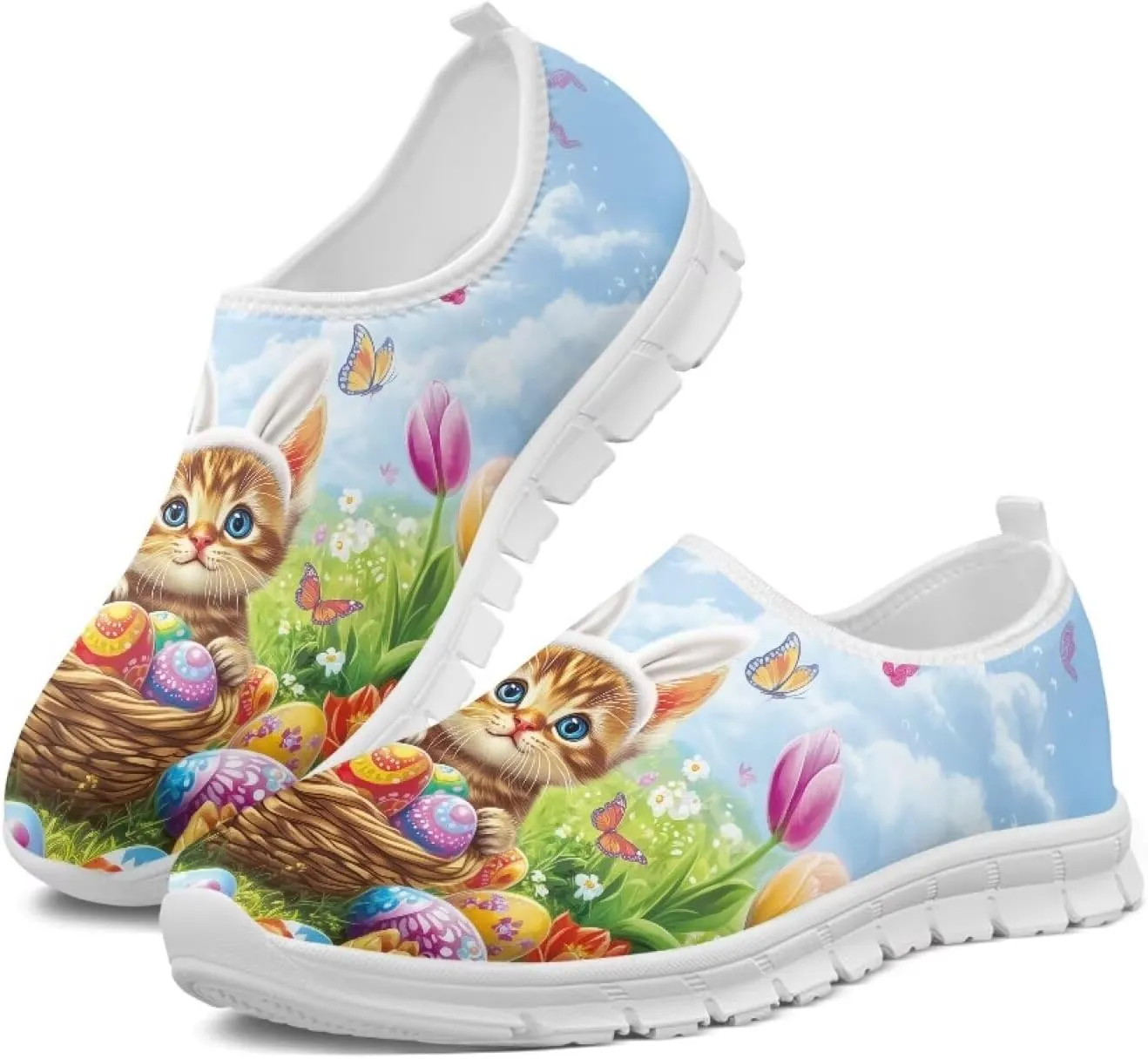 Art Painted Travel Shoes for Women Slip On Flat Casual Mesh Loafers Lightweight Comfort Fashion Sneaker for Ladies Festival Series US Size 5.5-11.5