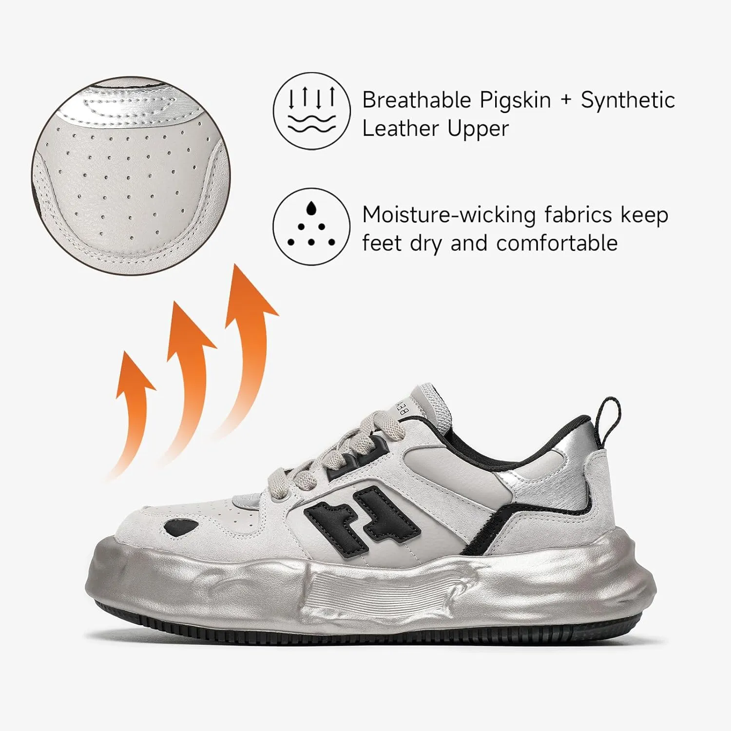 BEAU TODAY Chunky Sneakers for Women, Womens Fashion Sneakers, Breathable Comfort Casual Tennis Shoes, Lightweight Lace-up Sneakers for Travel Gym Work