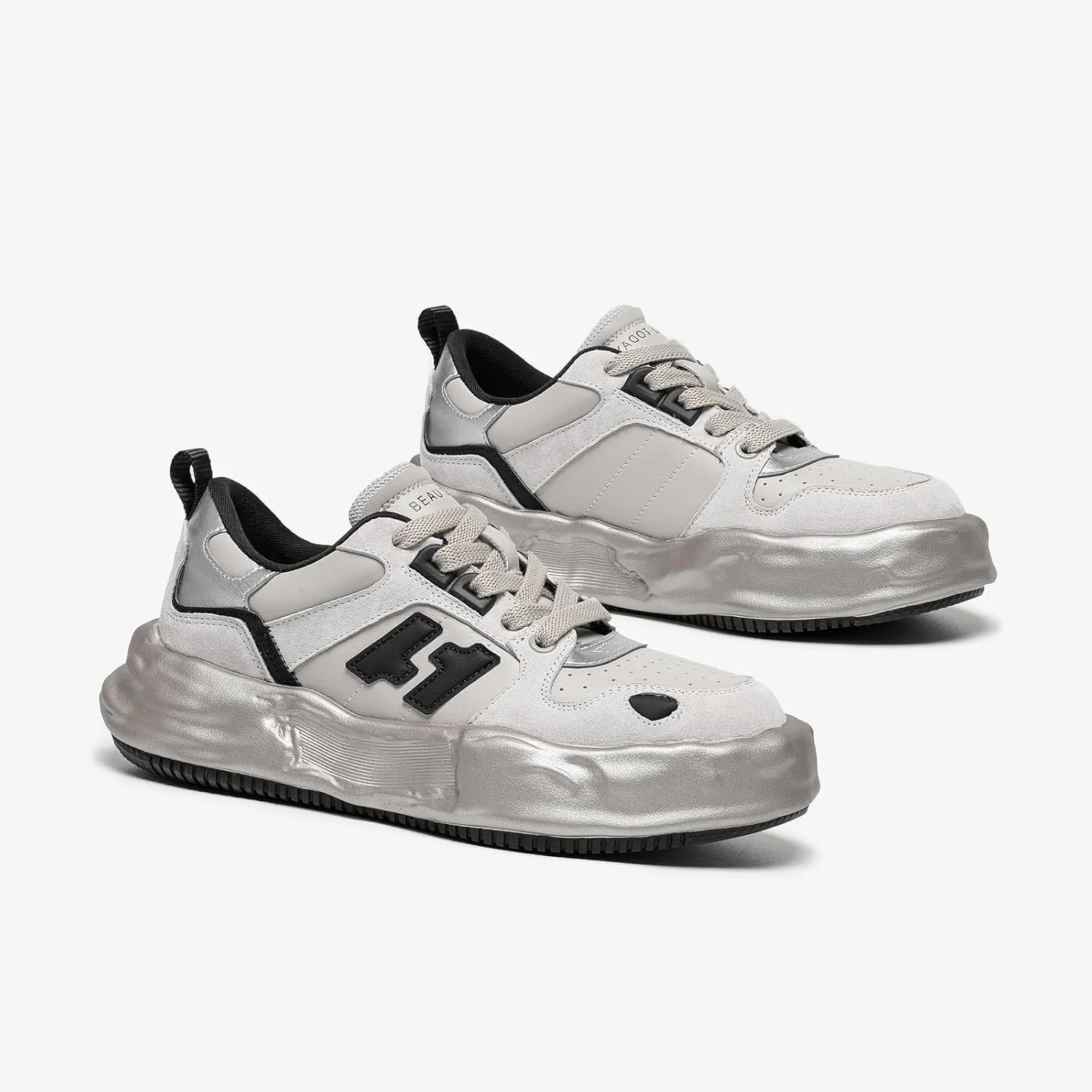 BEAU TODAY Chunky Sneakers for Women, Womens Fashion Sneakers, Breathable Comfort Casual Tennis Shoes, Lightweight Lace-up Sneakers for Travel Gym Work