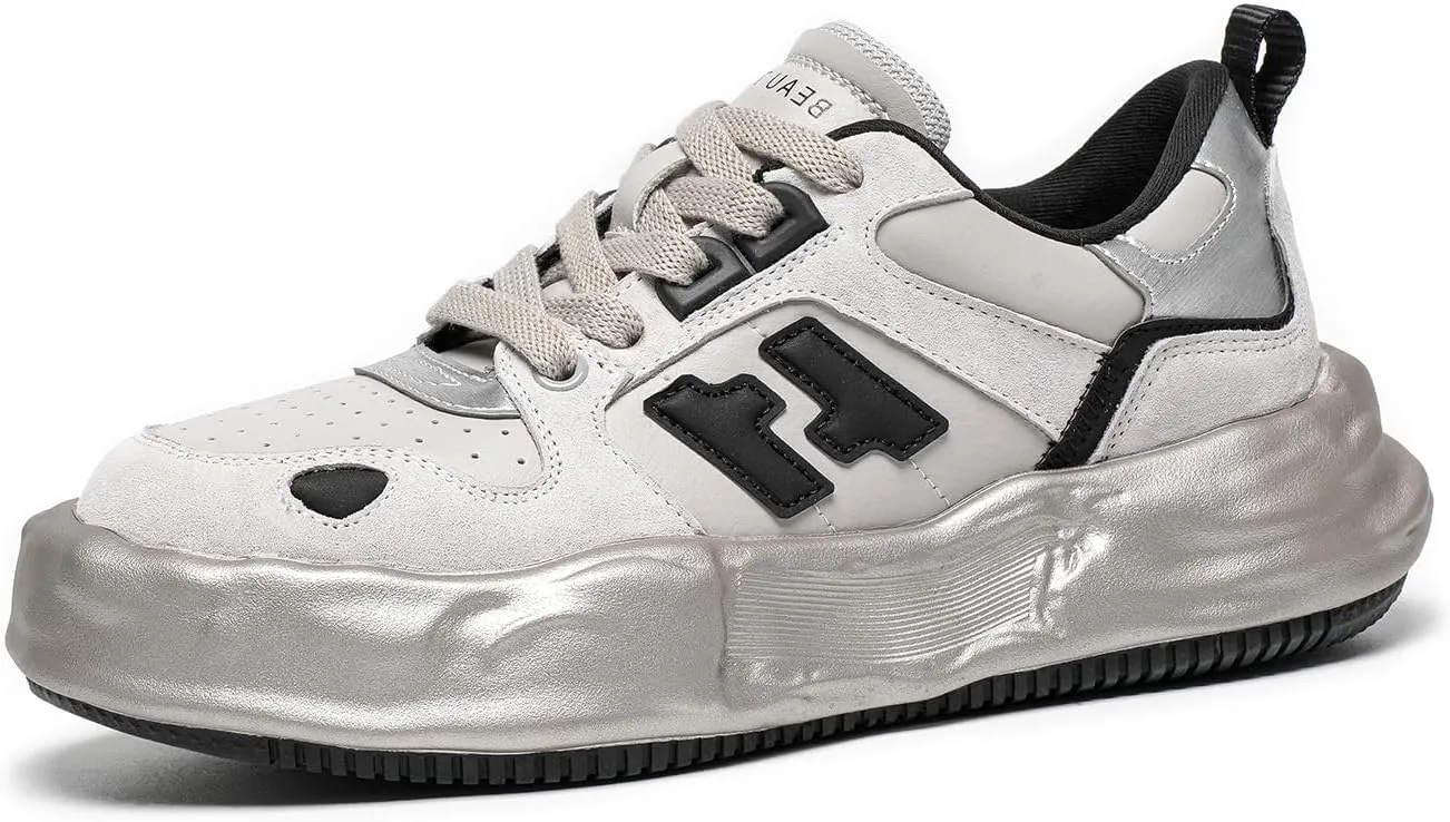 BEAU TODAY Chunky Sneakers for Women, Womens Fashion Sneakers, Breathable Comfort Casual Tennis Shoes, Lightweight Lace-up Sneakers for Travel Gym Work