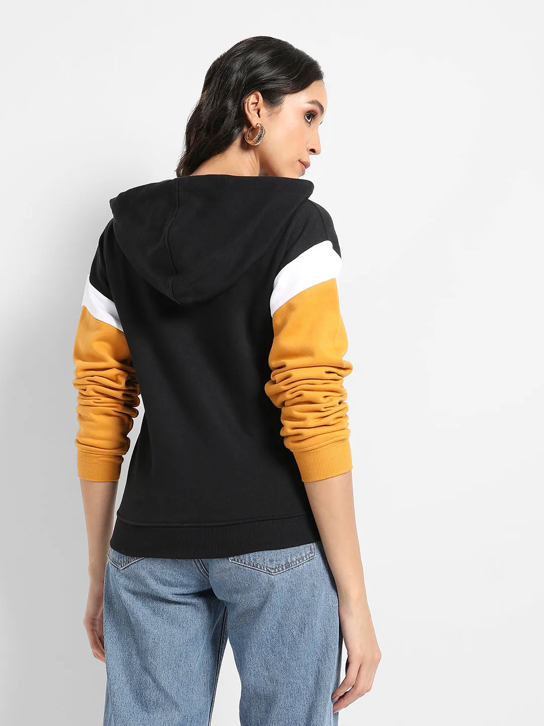 Boxy Colourblock Hoodie With Ribbed Hem