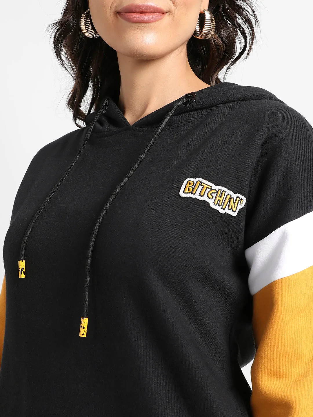 Boxy Colourblock Hoodie With Ribbed Hem