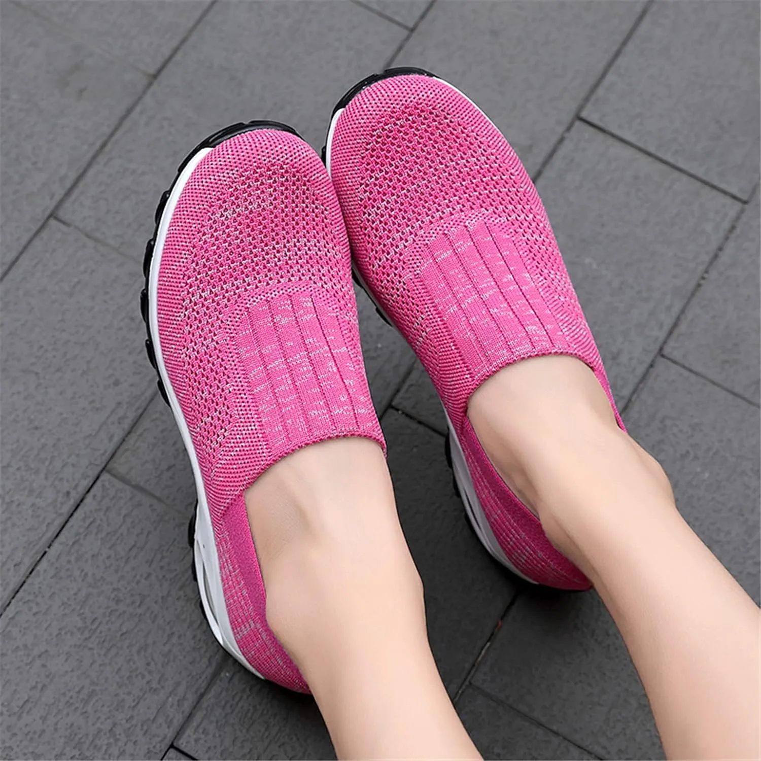 ChicWind Women's Mesh Walking Shoes Sock Sneakers Slip on Platform Air Cushion Dance Shoes
