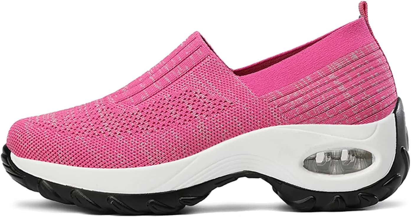 ChicWind Women's Mesh Walking Shoes Sock Sneakers Slip on Platform Air Cushion Dance Shoes
