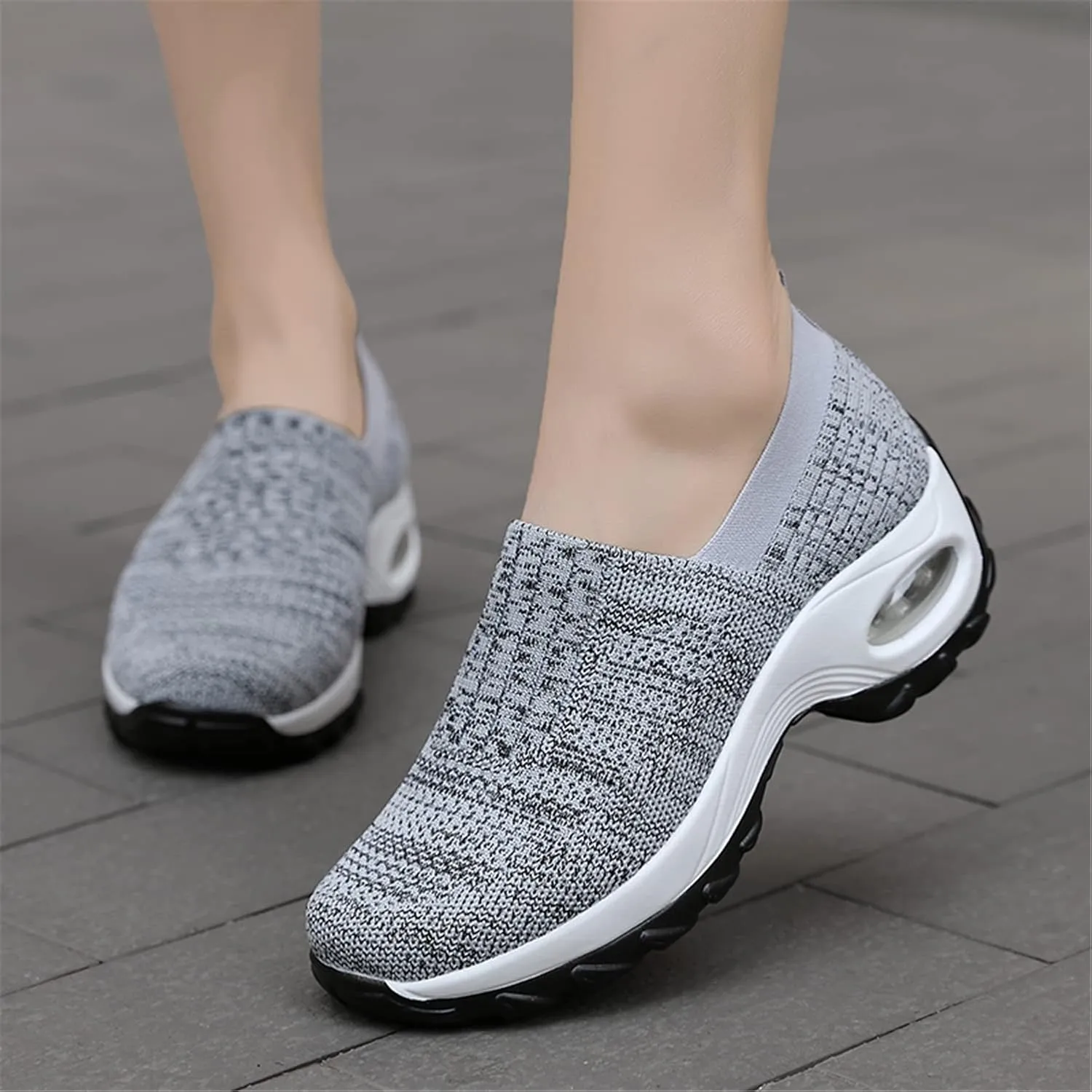 ChicWind Women's Mesh Walking Shoes Sock Sneakers Slip on Platform Air Cushion Dance Shoes