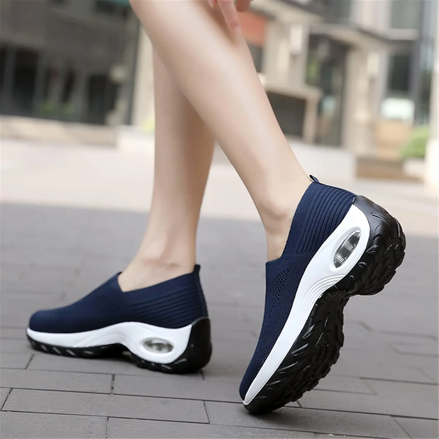 ChicWind Women's Mesh Walking Shoes Sock Sneakers Slip on Platform Air Cushion Dance Shoes
