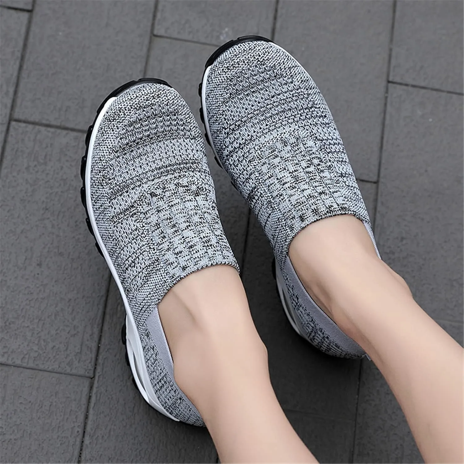 ChicWind Women's Mesh Walking Shoes Sock Sneakers Slip on Platform Air Cushion Dance Shoes