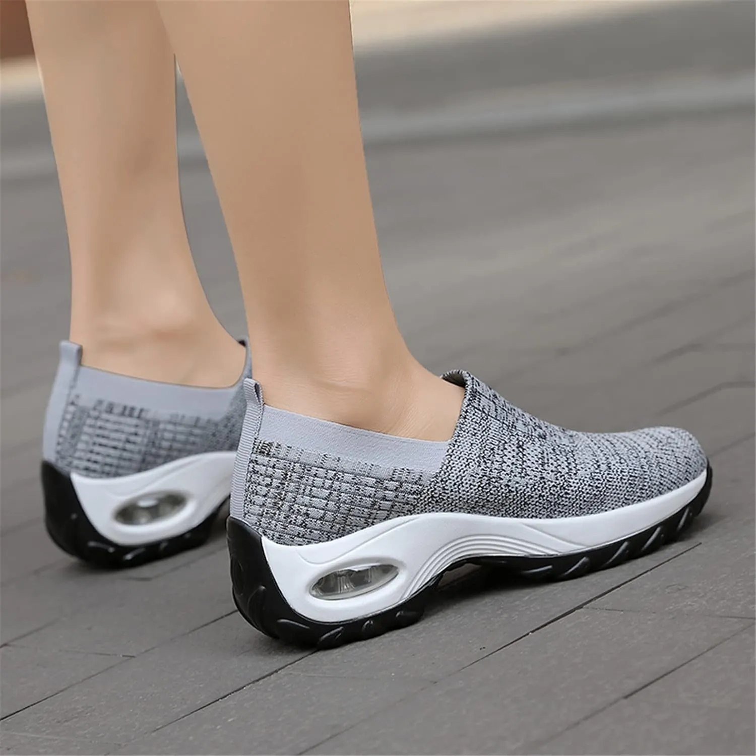 ChicWind Women's Mesh Walking Shoes Sock Sneakers Slip on Platform Air Cushion Dance Shoes
