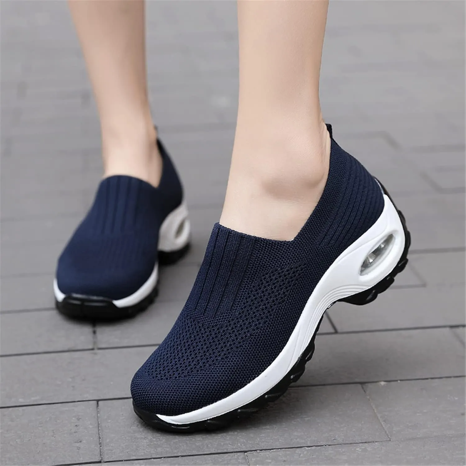 ChicWind Women's Mesh Walking Shoes Sock Sneakers Slip on Platform Air Cushion Dance Shoes
