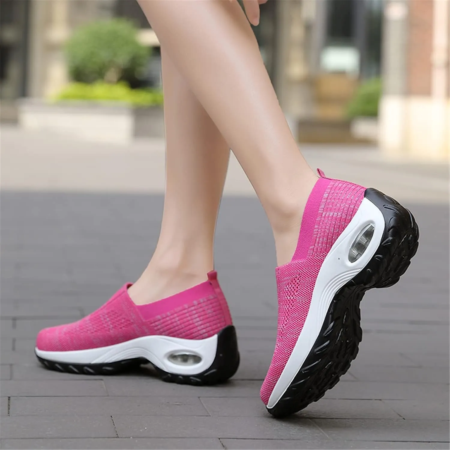 ChicWind Women's Mesh Walking Shoes Sock Sneakers Slip on Platform Air Cushion Dance Shoes