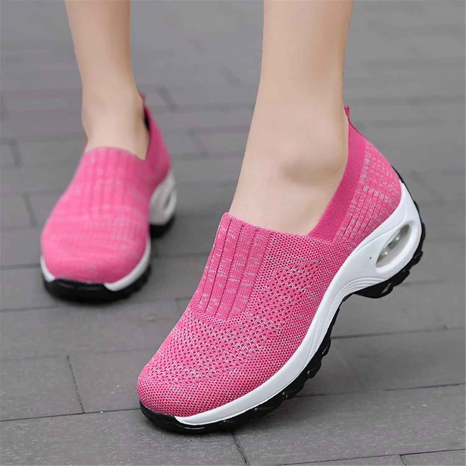 ChicWind Women's Mesh Walking Shoes Sock Sneakers Slip on Platform Air Cushion Dance Shoes