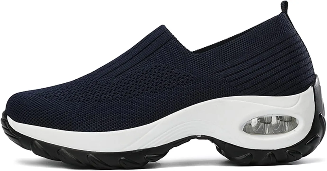 ChicWind Women's Mesh Walking Shoes Sock Sneakers Slip on Platform Air Cushion Dance Shoes