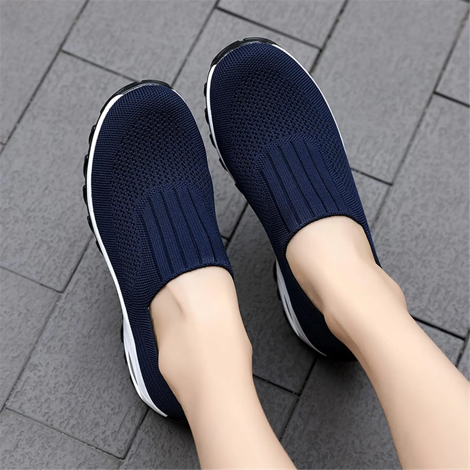 ChicWind Women's Mesh Walking Shoes Sock Sneakers Slip on Platform Air Cushion Dance Shoes