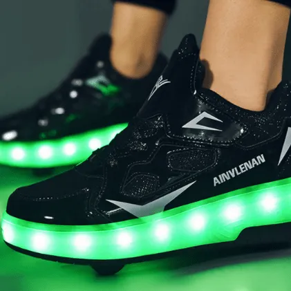 Children Two Wheels Luminous Glowing Sneakers - Led Light Roller Skate Shoes