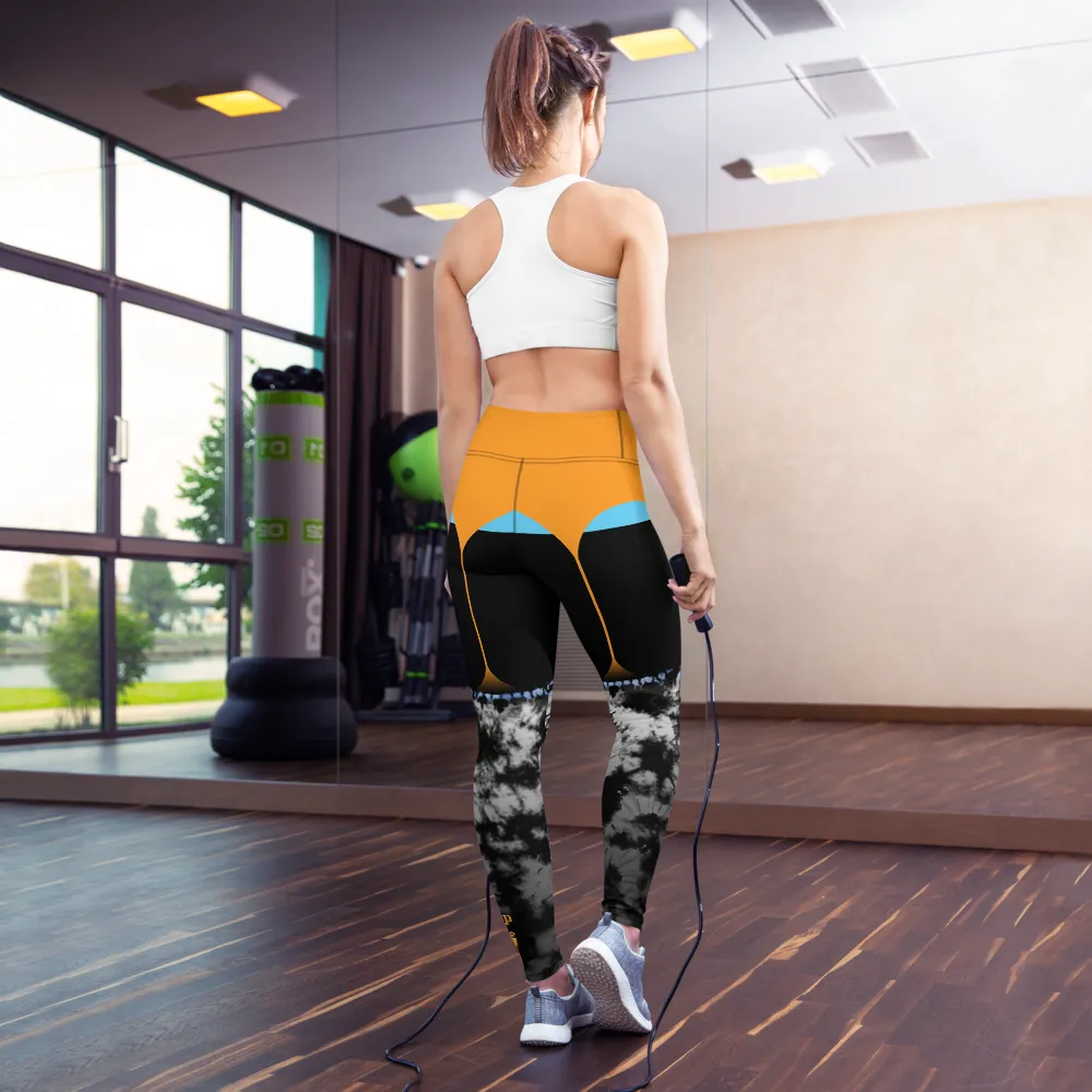 CRXWN | Drip or Dye 4 Retro Black Cat HER Collection Acid Wash Tye Dye Yoga Leggings