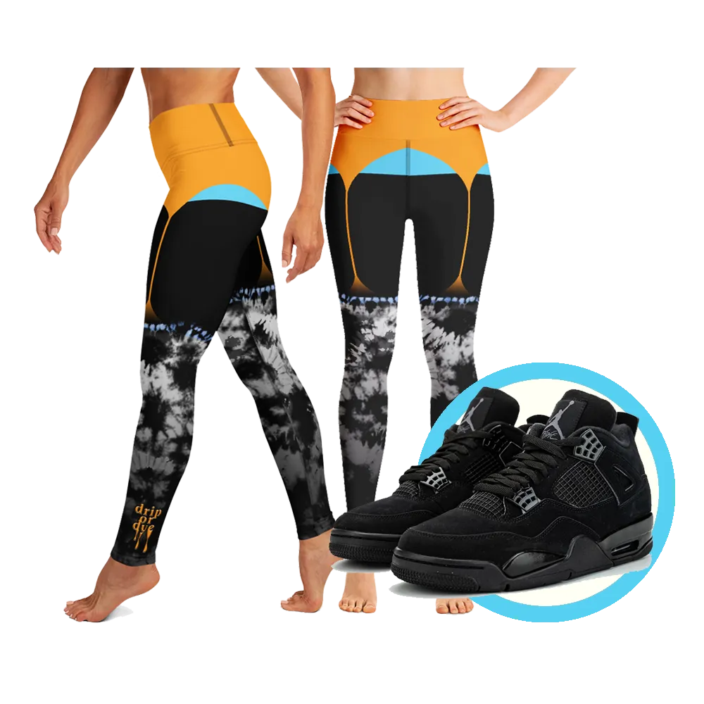 CRXWN | Drip or Dye 4 Retro Black Cat HER Collection Acid Wash Tye Dye Yoga Leggings