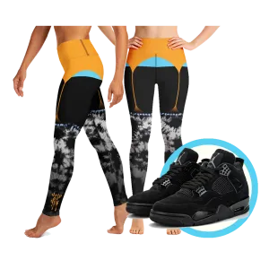 CRXWN | Drip or Dye 4 Retro Black Cat HER Collection Acid Wash Tye Dye Yoga Leggings