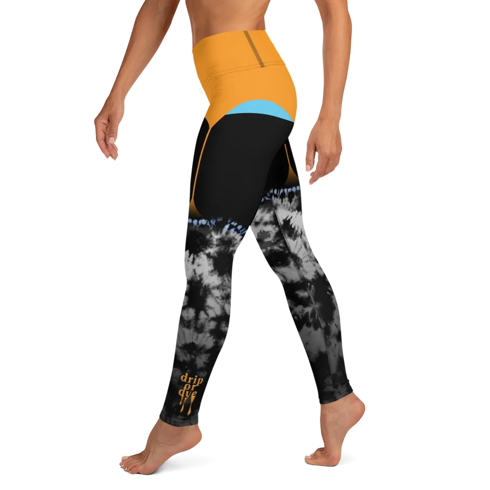CRXWN | Drip or Dye 4 Retro Black Cat HER Collection Acid Wash Tye Dye Yoga Leggings
