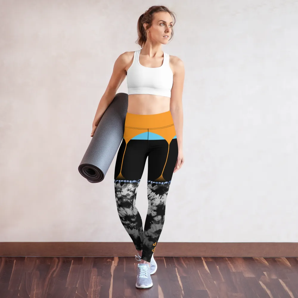 CRXWN | Drip or Dye 4 Retro Black Cat HER Collection Acid Wash Tye Dye Yoga Leggings