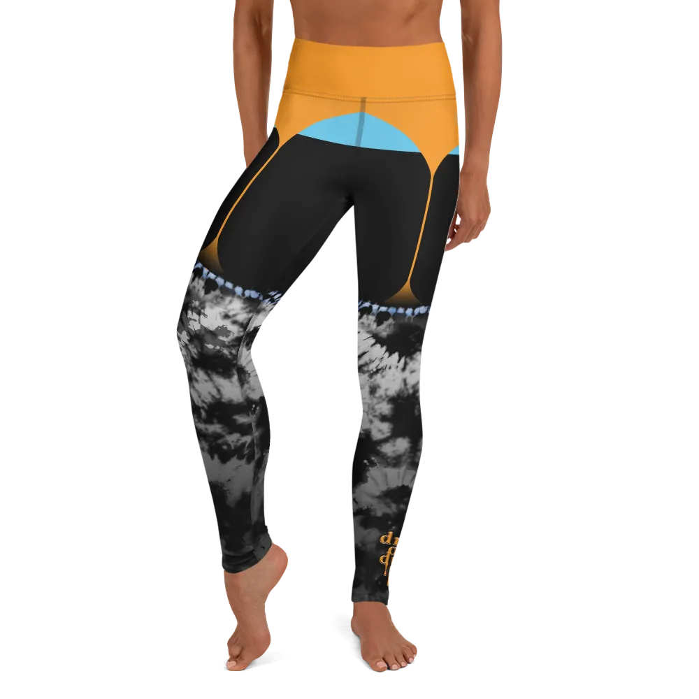 CRXWN | Drip or Dye 4 Retro Black Cat HER Collection Acid Wash Tye Dye Yoga Leggings