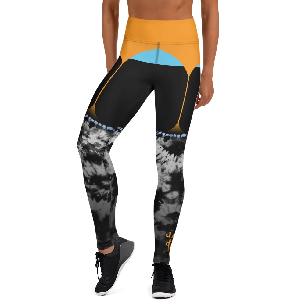 CRXWN | Drip or Dye 4 Retro Black Cat HER Collection Acid Wash Tye Dye Yoga Leggings