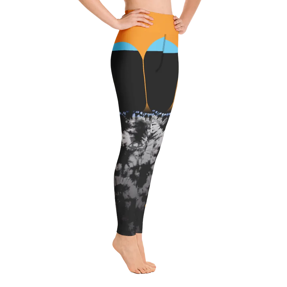 CRXWN | Drip or Dye 4 Retro Black Cat HER Collection Acid Wash Tye Dye Yoga Leggings