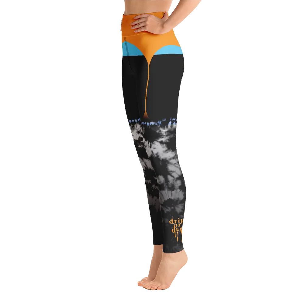 CRXWN | Drip or Dye 4 Retro Black Cat HER Collection Acid Wash Tye Dye Yoga Leggings