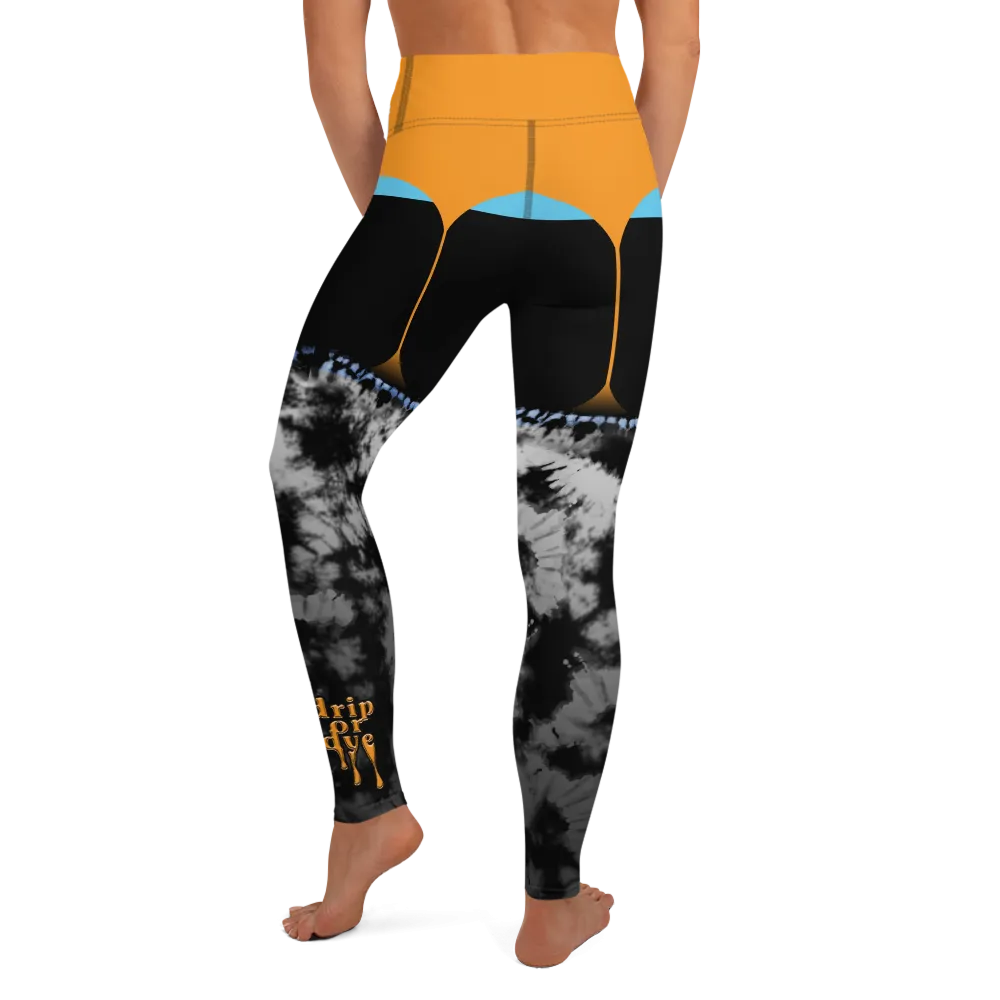 CRXWN | Drip or Dye 4 Retro Black Cat HER Collection Acid Wash Tye Dye Yoga Leggings