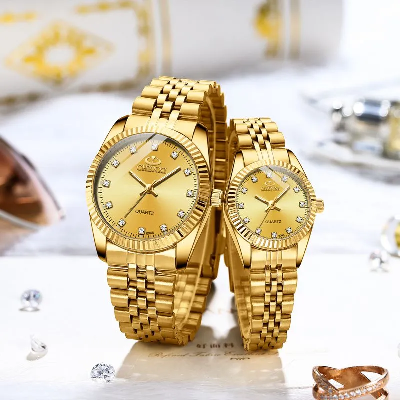 Dawn Men's Ladies Watch Waterproof Business Watch Watch Explosive Watch Women's Men's Gold Couple Watch