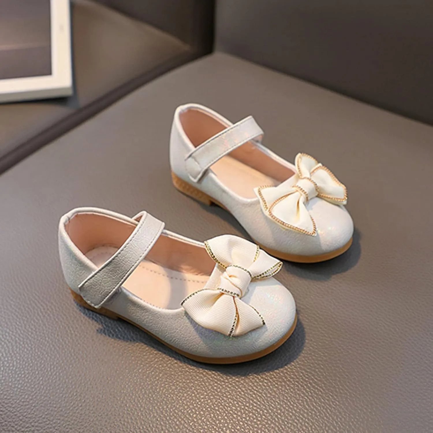 Flower Girl Ballet Flat Bow Ballerina Mary Jane Dress Shoes for Party School Wedding(Toddler/Little Kid) Girls Shoes