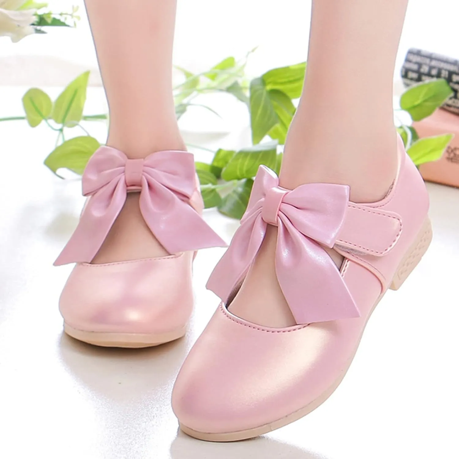 Girls Ballet Shoes Flower Girls Mary Jane Flat with Bow Toddler Gilrs Dress Shoes Party Wedding Toddler Shoes Girl