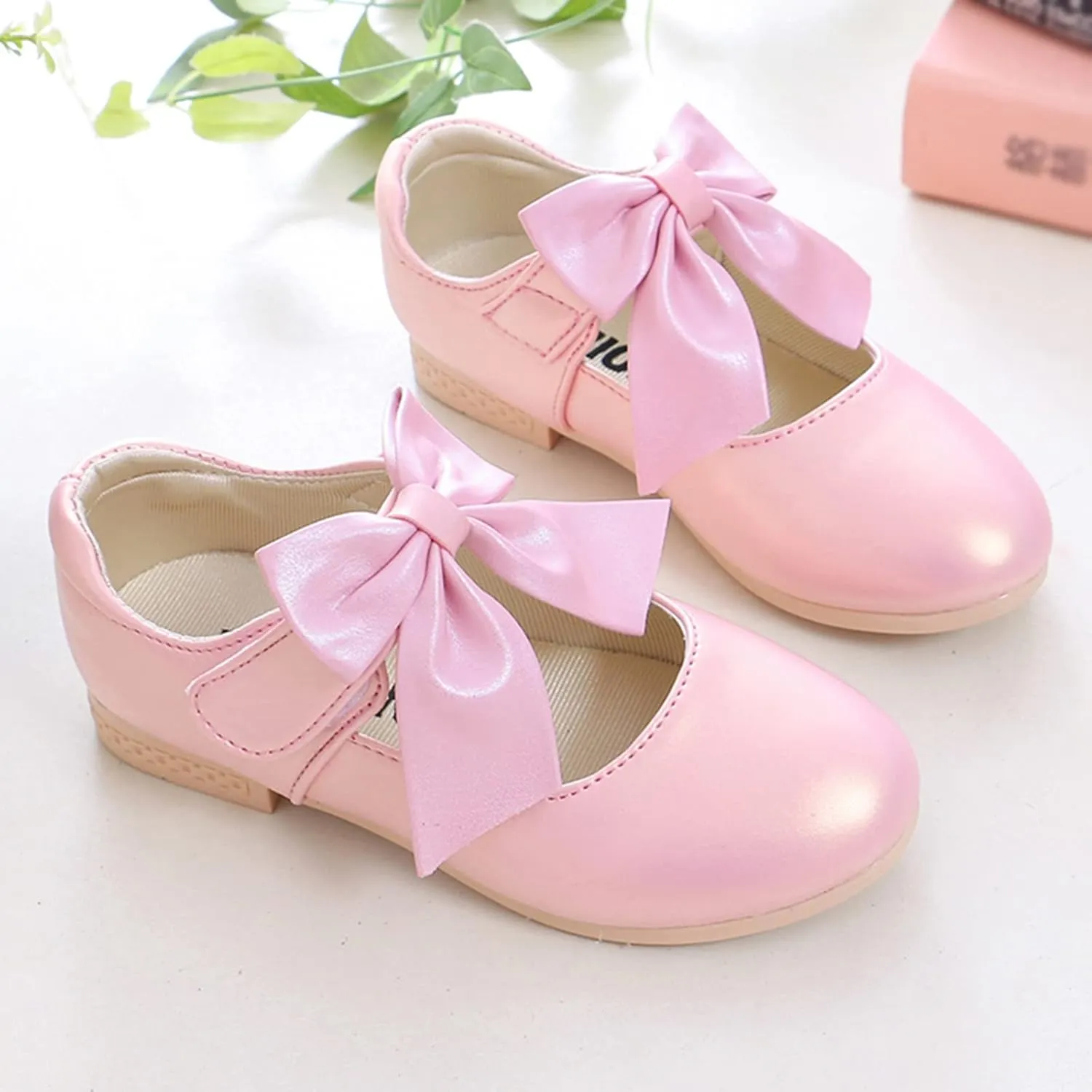 Girls Ballet Shoes Flower Girls Mary Jane Flat with Bow Toddler Gilrs Dress Shoes Party Wedding Toddler Shoes Girl
