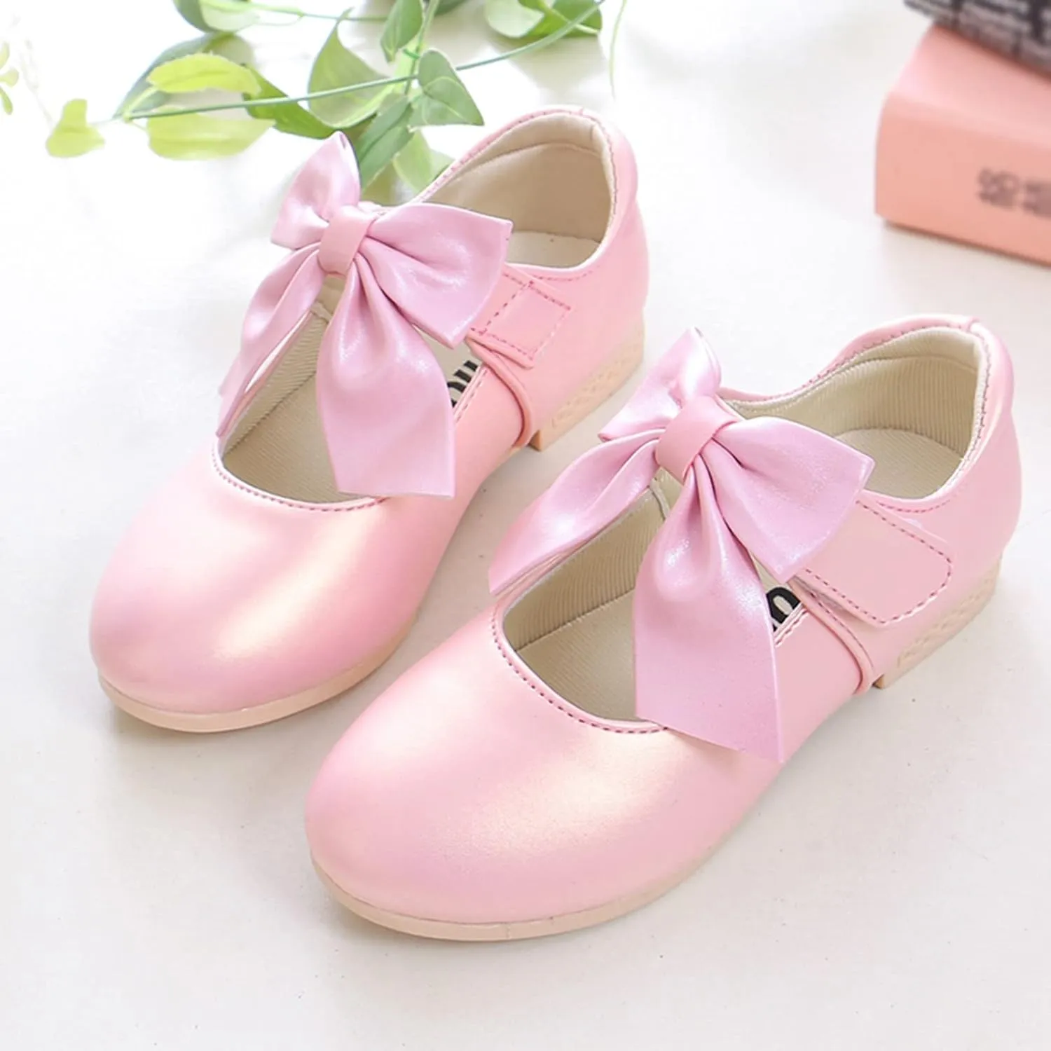 Girls Ballet Shoes Flower Girls Mary Jane Flat with Bow Toddler Gilrs Dress Shoes Party Wedding Toddler Shoes Girl