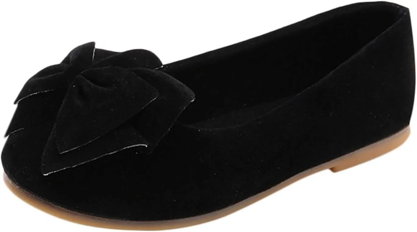 Girls Bowknot Mary Jane Ballerina Flat Shoes Toddler/Little Kid Princess Dress Shoes Kids Slip On Soft Shoes