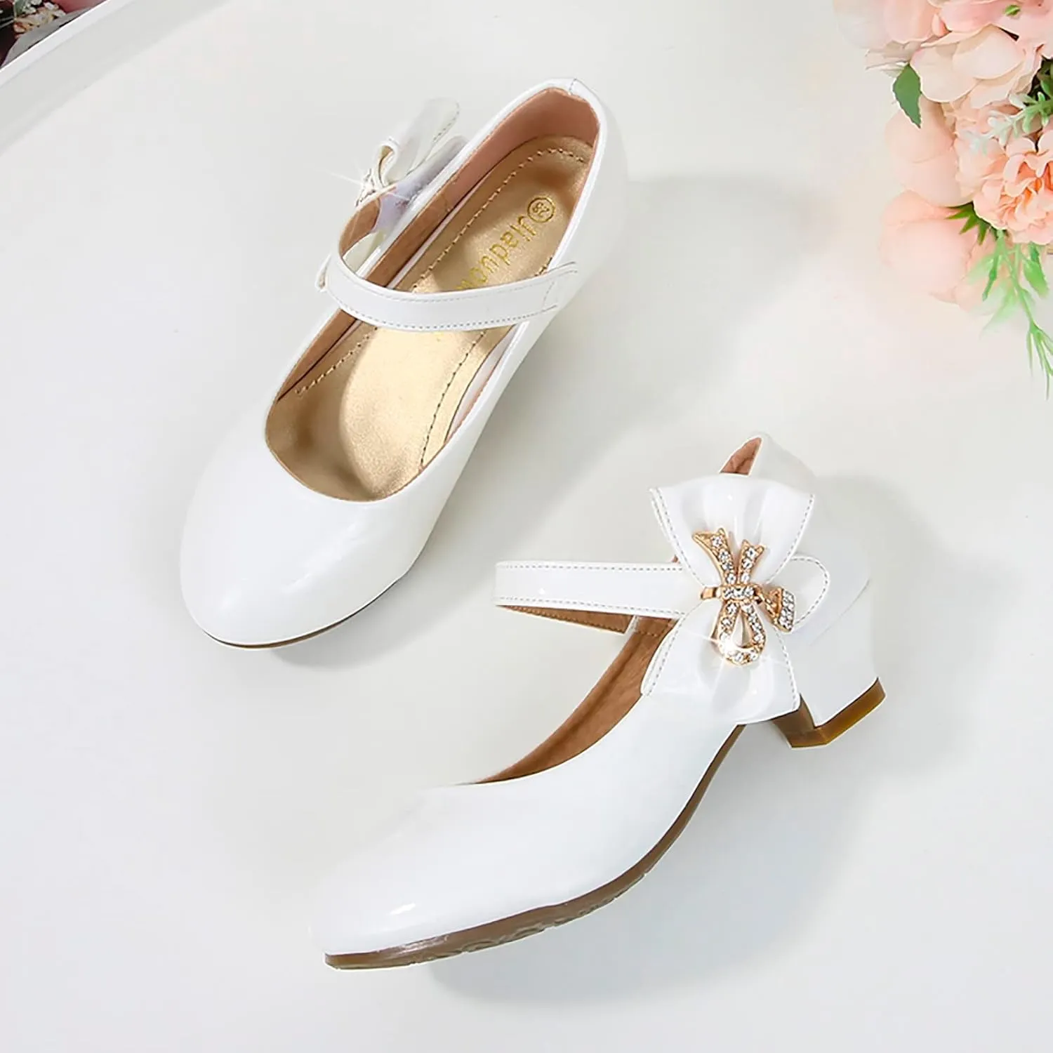 Girls Dress Shoes Mary Jane Shoes for Girls, Low Girls Heels for Kids Toddler Flower Girl Wedding Party Kids Shoes