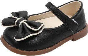 Girls Dress Shoes with Bow Toddler Flower Girls Shoes Mary Jane Flats for Party School Wedding Toddler Princess Shoes