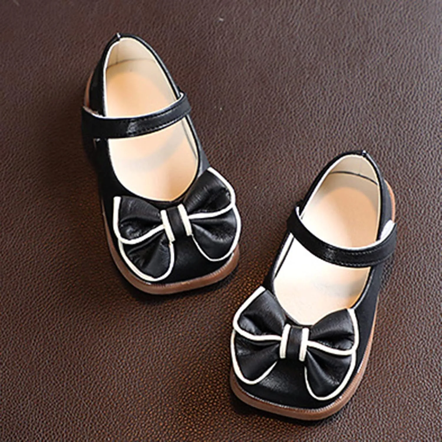 Girls Dress Shoes with Bow Toddler Flower Girls Shoes Mary Jane Flats for Party School Wedding Toddler Princess Shoes