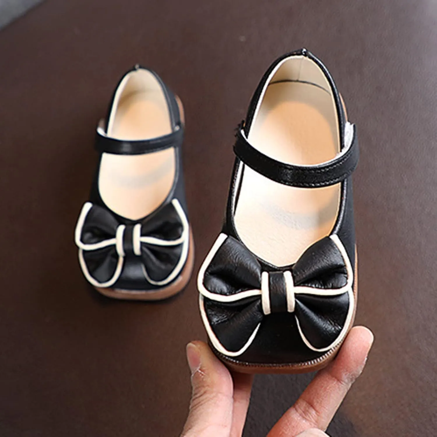 Girls Dress Shoes with Bow Toddler Flower Girls Shoes Mary Jane Flats for Party School Wedding Toddler Princess Shoes