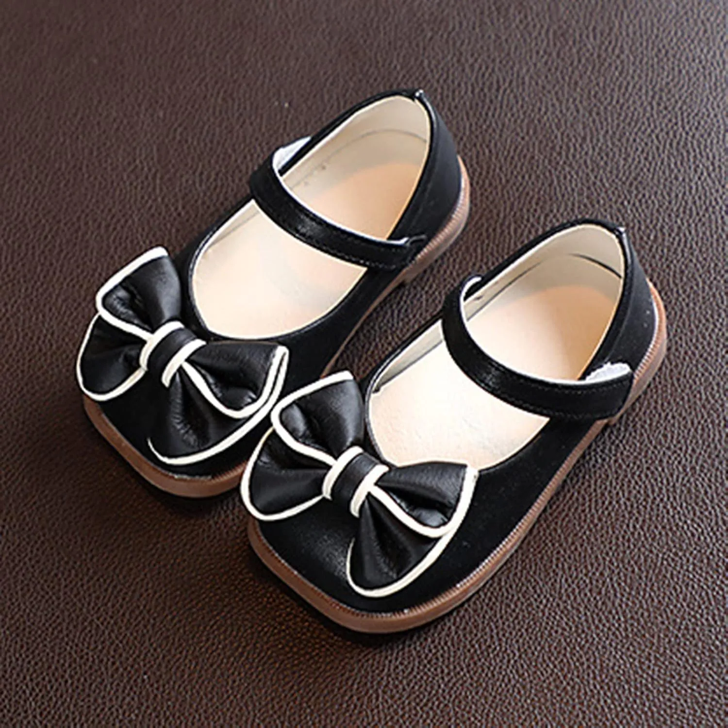 Girls Dress Shoes with Bow Toddler Flower Girls Shoes Mary Jane Flats for Party School Wedding Toddler Princess Shoes