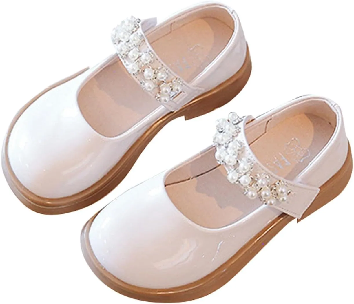 Girl's Mary Jane Dress Ballet Flats with Rhineston Strap for Party Wedding School Toddler Patent Leather Loafers