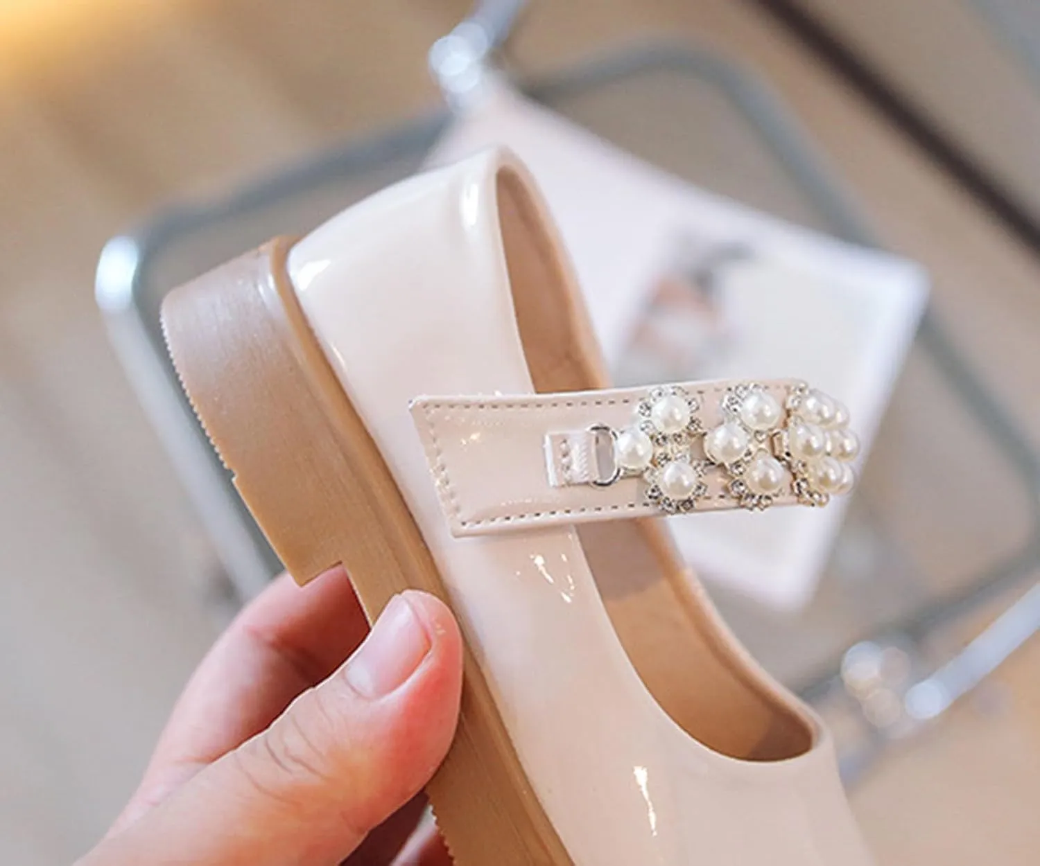 Girl's Mary Jane Dress Ballet Flats with Rhineston Strap for Party Wedding School Toddler Patent Leather Loafers