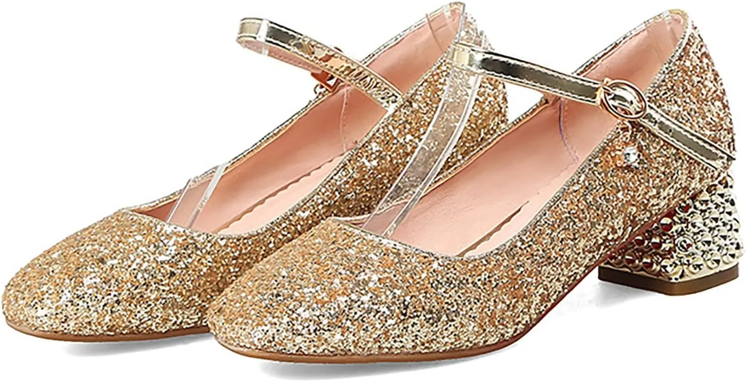 Girls Mary Jane Glitter Princess Sandals Toddler Kids High Heel Dress Sparkl Mary Jane Shoes Wedding Party Prom